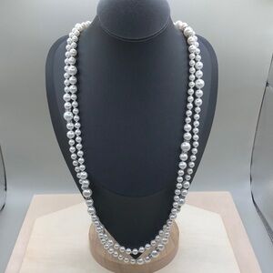 WHBM Flapper Extra Long Glass Faux Pearls Necklace